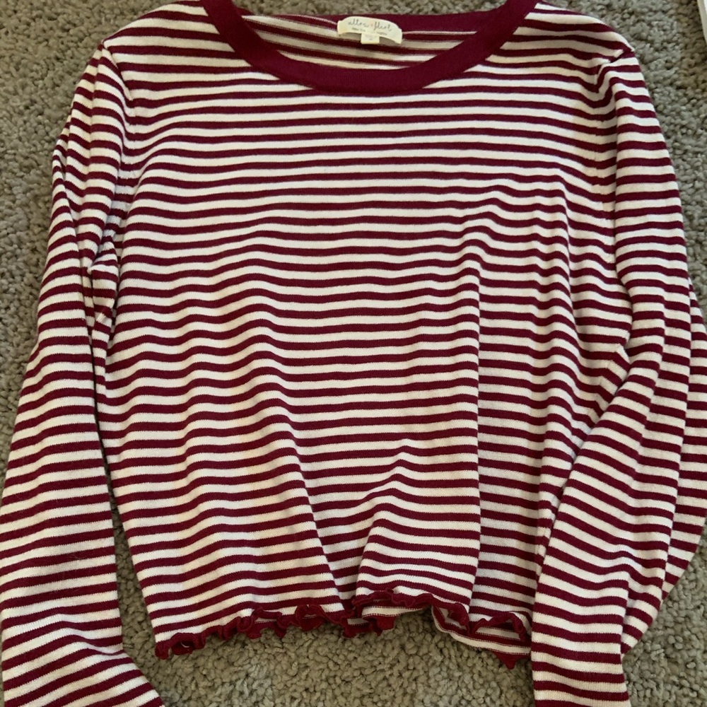 Striped lettuce long sleeve top